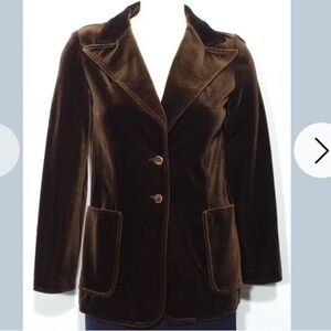 Butte Knit Vintage 1960s Espresso Velvet 2 Button Blazer Size Medium